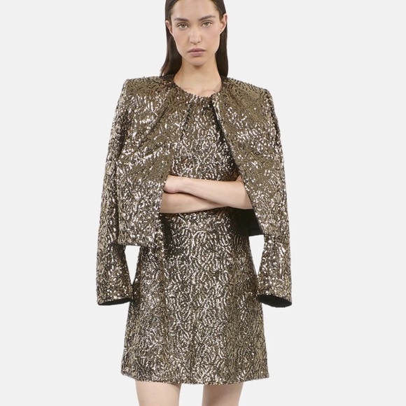 NWT! The Kooples Gold Blazer with Metallic Finish, Size 2 - Picture 7 of 13